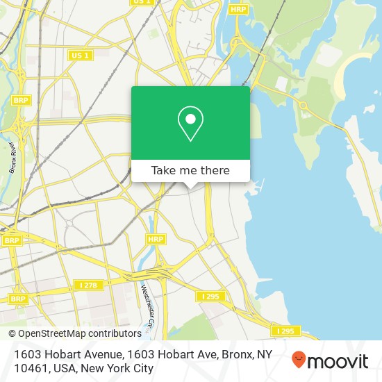 1603 Hobart Avenue, 1603 Hobart Ave, Bronx, NY 10461, USA map