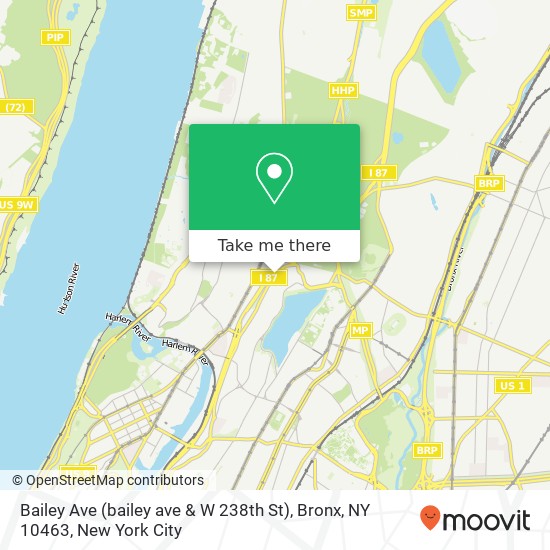Mapa de Bailey Ave (bailey ave & W 238th St), Bronx, NY 10463
