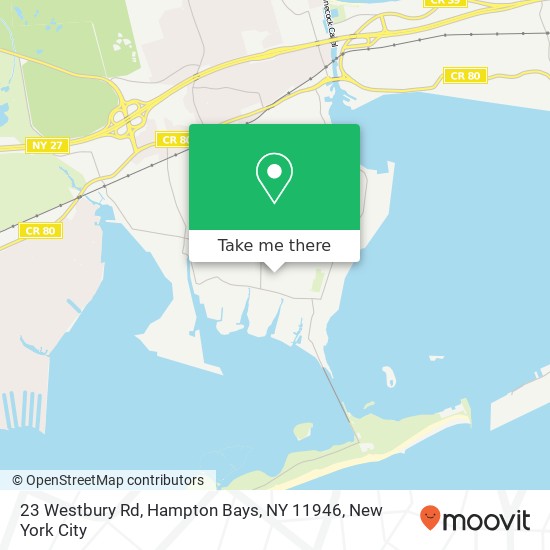 Mapa de 23 Westbury Rd, Hampton Bays, NY 11946