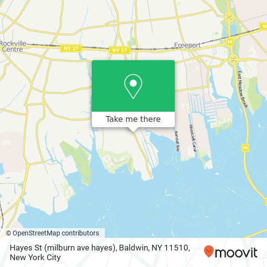 Mapa de Hayes St (milburn ave hayes), Baldwin, NY 11510