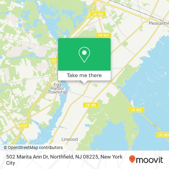 Mapa de 502 Marita Ann Dr, Northfield, NJ 08225