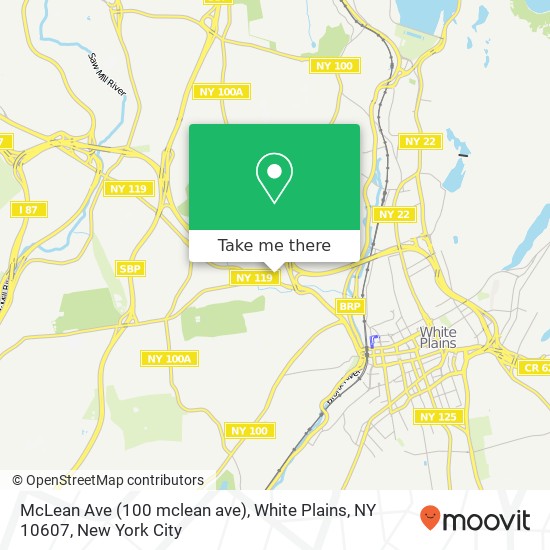 Mapa de McLean Ave (100 mclean ave), White Plains, NY 10607