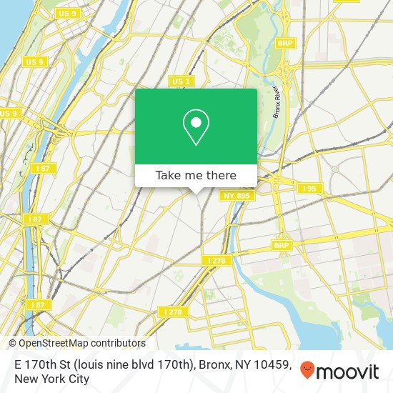 Mapa de E 170th St (louis nine blvd 170th), Bronx, NY 10459