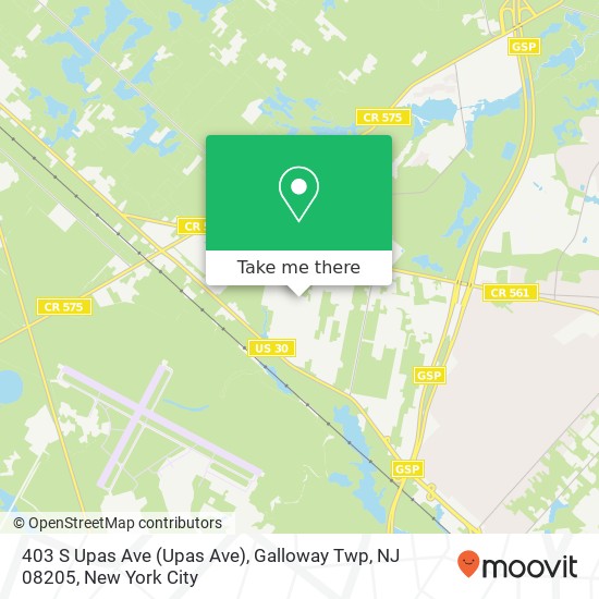 Mapa de 403 S Upas Ave (Upas Ave), Galloway Twp, NJ 08205