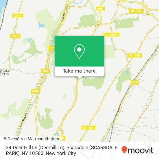 Mapa de 34 Deer Hill Ln (Deerhill Ln), Scarsdale (SCARSDALE PARK), NY 10583
