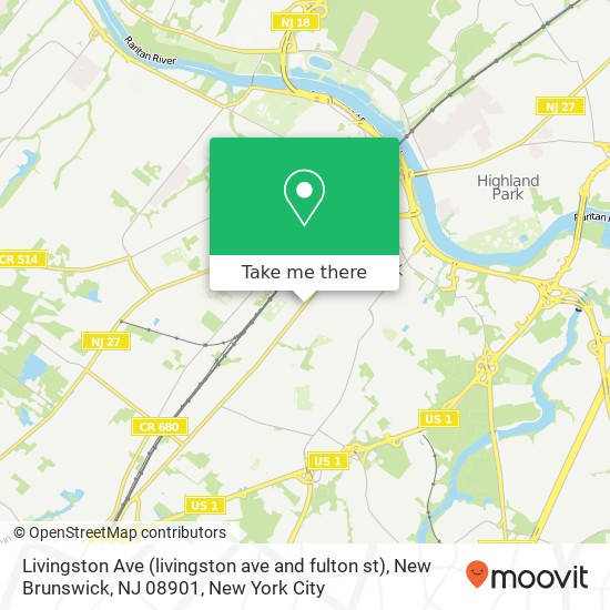 Mapa de Livingston Ave (livingston ave and fulton st), New Brunswick, NJ 08901