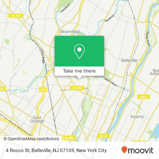 Mapa de 4 Rocco St, Belleville, NJ 07109