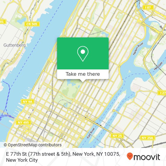 Mapa de E 77th St (77th street & 5th), New York, NY 10075