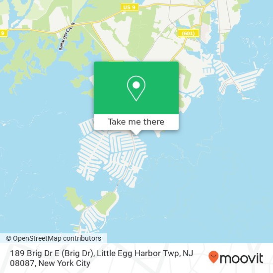 Mapa de 189 Brig Dr E (Brig Dr), Little Egg Harbor Twp, NJ 08087