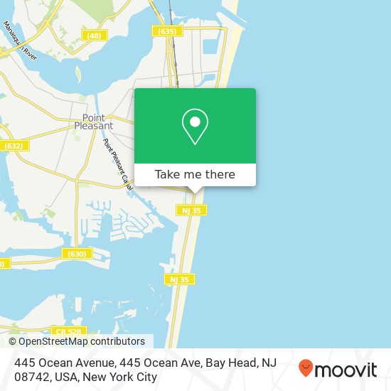 Mapa de 445 Ocean Avenue, 445 Ocean Ave, Bay Head, NJ 08742, USA