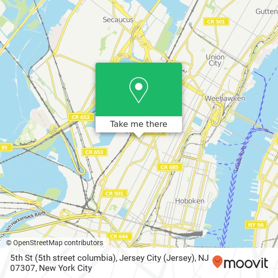 Mapa de 5th St (5th street columbia), Jersey City (Jersey), NJ 07307