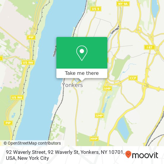 Mapa de 92 Waverly Street, 92 Waverly St, Yonkers, NY 10701, USA