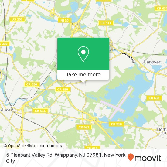 Mapa de 5 Pleasant Valley Rd, Whippany, NJ 07981