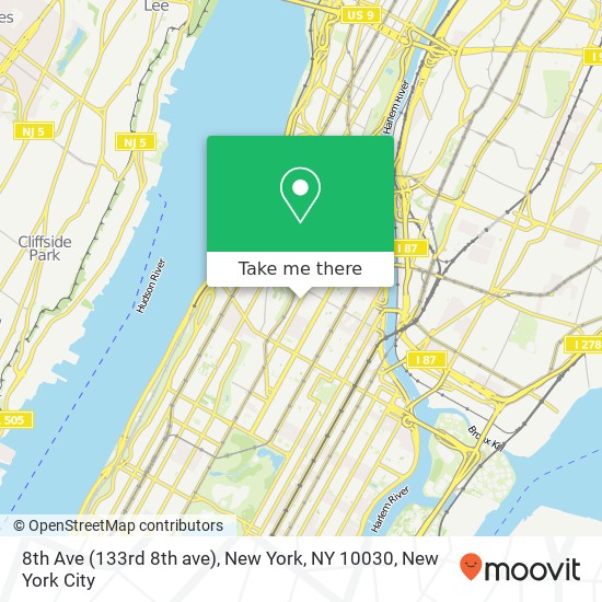 Mapa de 8th Ave (133rd 8th ave), New York, NY 10030