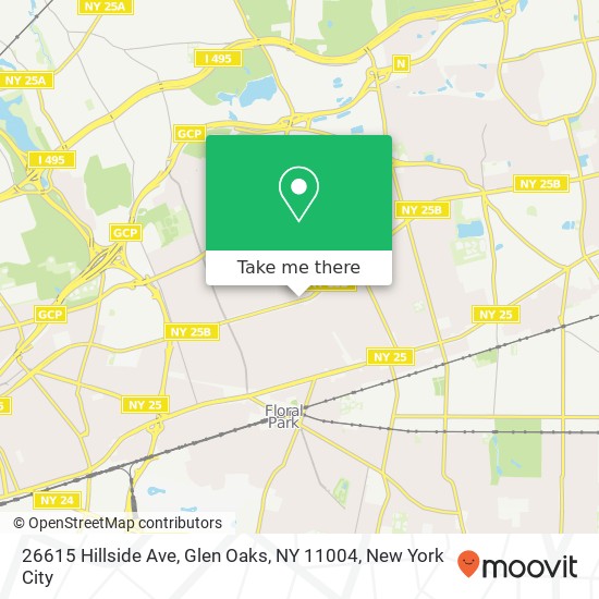 Mapa de 26615 Hillside Ave, Glen Oaks, NY 11004