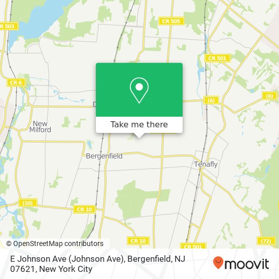 Mapa de E Johnson Ave (Johnson Ave), Bergenfield, NJ 07621