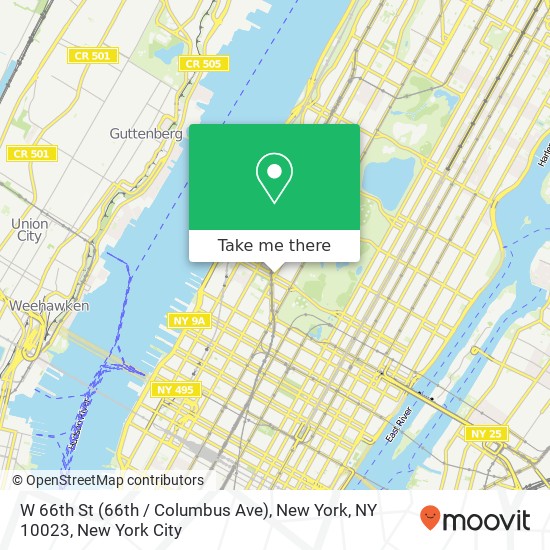 Mapa de W 66th St (66th / Columbus Ave), New York, NY 10023