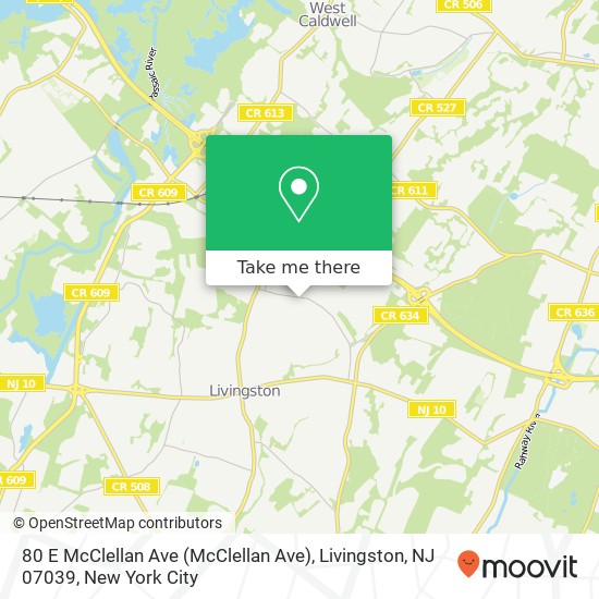 80 E McClellan Ave (McClellan Ave), Livingston, NJ 07039 map