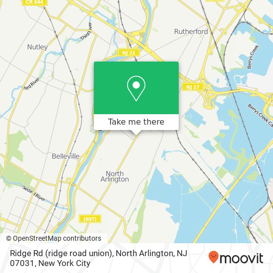 Mapa de Ridge Rd (ridge road union), North Arlington, NJ 07031