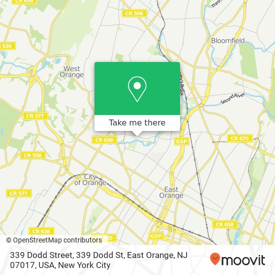 Mapa de 339 Dodd Street, 339 Dodd St, East Orange, NJ 07017, USA