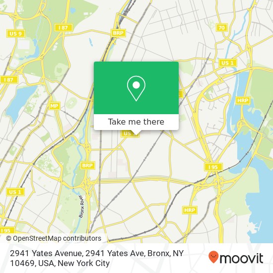 2941 Yates Avenue, 2941 Yates Ave, Bronx, NY 10469, USA map