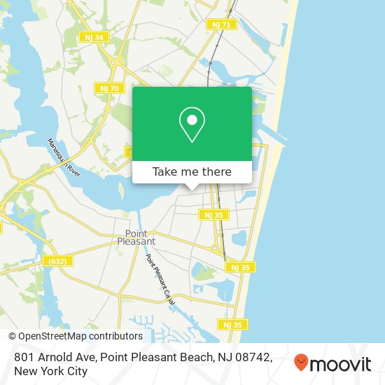 Mapa de 801 Arnold Ave, Point Pleasant Beach, NJ 08742