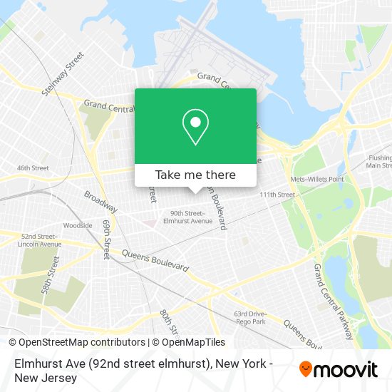 Elmhurst Ave (92nd street elmhurst) map