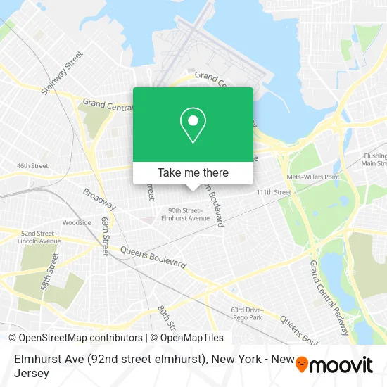 Elmhurst Ave (92nd street elmhurst) map