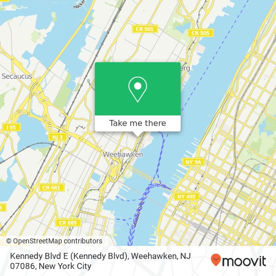 Mapa de Kennedy Blvd E (Kennedy Blvd), Weehawken, NJ 07086