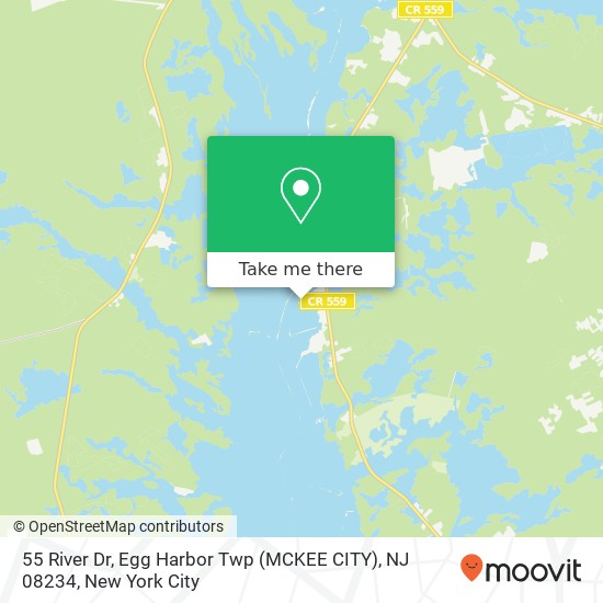 Mapa de 55 River Dr, Egg Harbor Twp (MCKEE CITY), NJ 08234