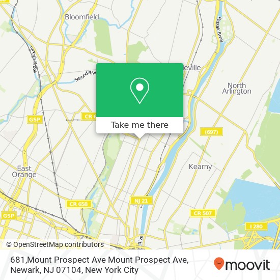 Mapa de 681,Mount Prospect Ave Mount Prospect Ave, Newark, NJ 07104