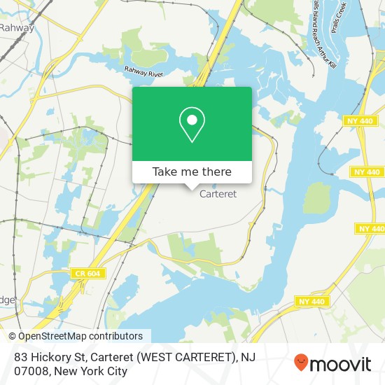 83 Hickory St, Carteret (WEST CARTERET), NJ 07008 map