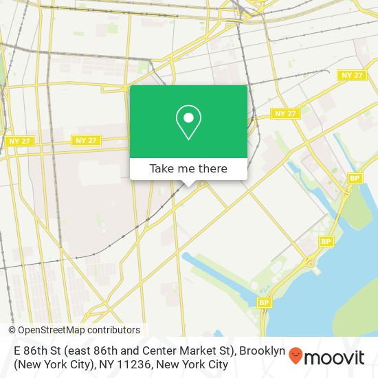 Mapa de E 86th St (east 86th and Center Market St), Brooklyn (New York City), NY 11236