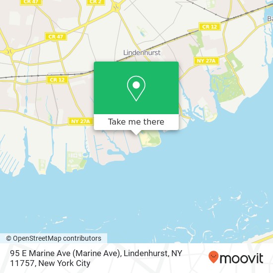 Mapa de 95 E Marine Ave (Marine Ave), Lindenhurst, NY 11757