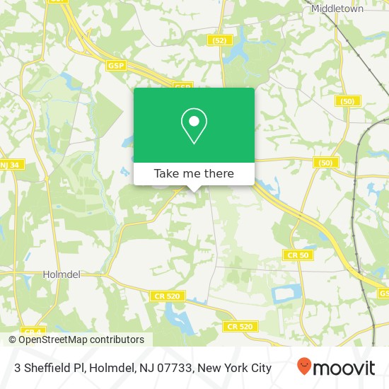 Mapa de 3 Sheffield Pl, Holmdel, NJ 07733