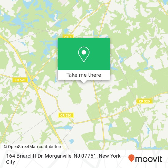 Mapa de 164 Briarcliff Dr, Morganville, NJ 07751