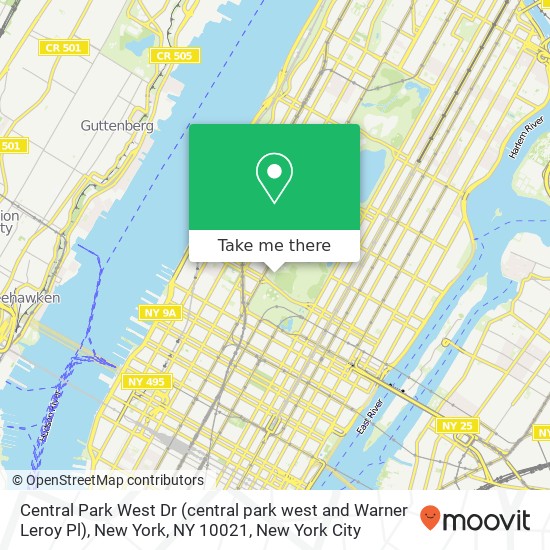 Mapa de Central Park West Dr (central park west and Warner Leroy Pl), New York, NY 10021