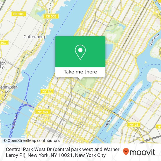 Central Park West Dr (central park west and Warner Leroy Pl), New York, NY 10021 map