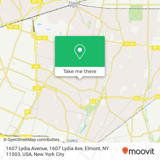 1607 Lydia Avenue, 1607 Lydia Ave, Elmont, NY 11003, USA map