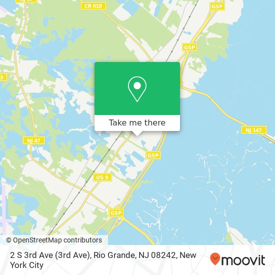 Mapa de 2 S 3rd Ave (3rd Ave), Rio Grande, NJ 08242