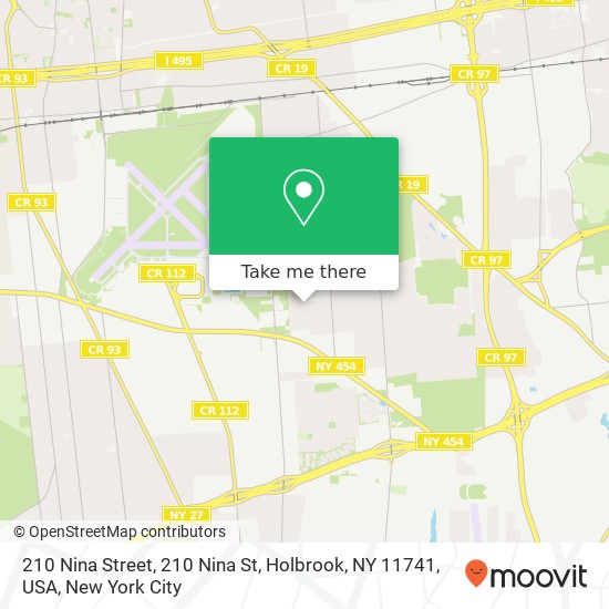 Mapa de 210 Nina Street, 210 Nina St, Holbrook, NY 11741, USA