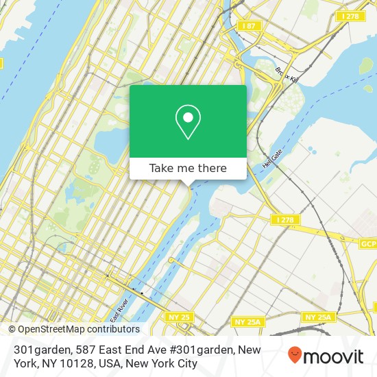 301garden, 587 East End Ave #301garden, New York, NY 10128, USA map