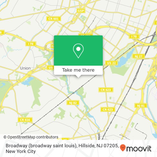 Mapa de Broadway (broadway saint louis), Hillside, NJ 07205