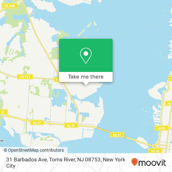 Mapa de 31 Barbados Ave, Toms River, NJ 08753