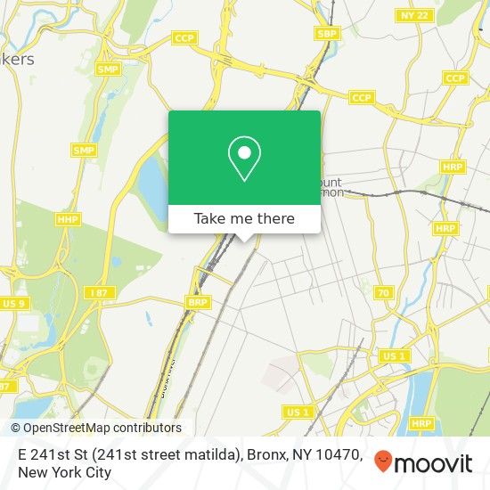 Mapa de E 241st St (241st street matilda), Bronx, NY 10470