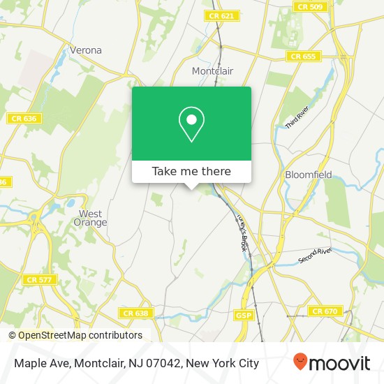 Mapa de Maple Ave, Montclair, NJ 07042