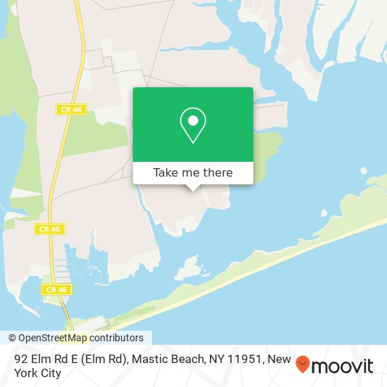 Mapa de 92 Elm Rd E (Elm Rd), Mastic Beach, NY 11951