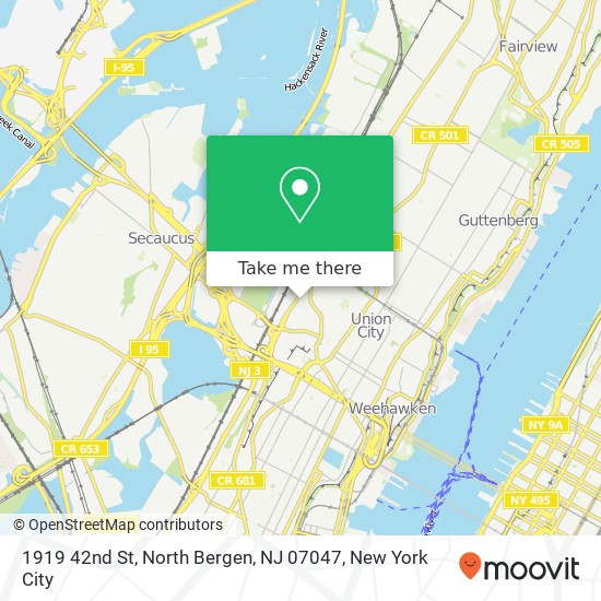 Mapa de 1919 42nd St, North Bergen, NJ 07047
