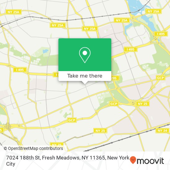 Mapa de 7024 188th St, Fresh Meadows, NY 11365