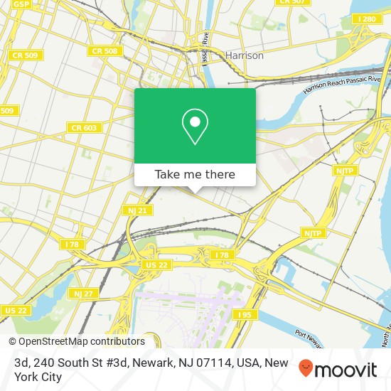 3d, 240 South St #3d, Newark, NJ 07114, USA map